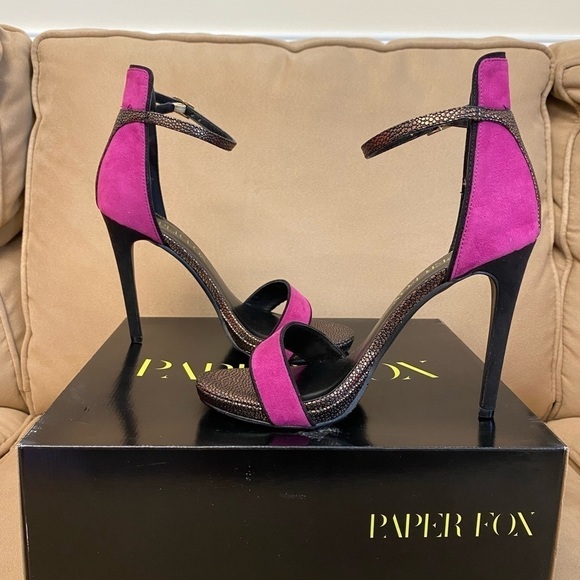 Paper Fox Shoes - BNIB paper fox teagan heeled sandal magenta/Copper sz 8.5